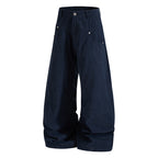 Yiaknis Wide-Leg Trousers with Diagonal Leg Seams, Navy and Dark Grey – photo 7