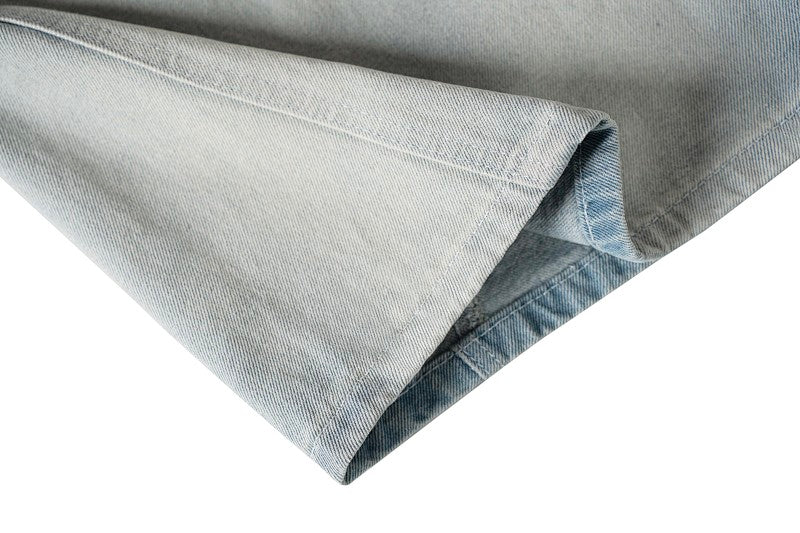 Yiaknis Light Blue Wide-Leg Denim Cargo Capri Pants – photo 8
