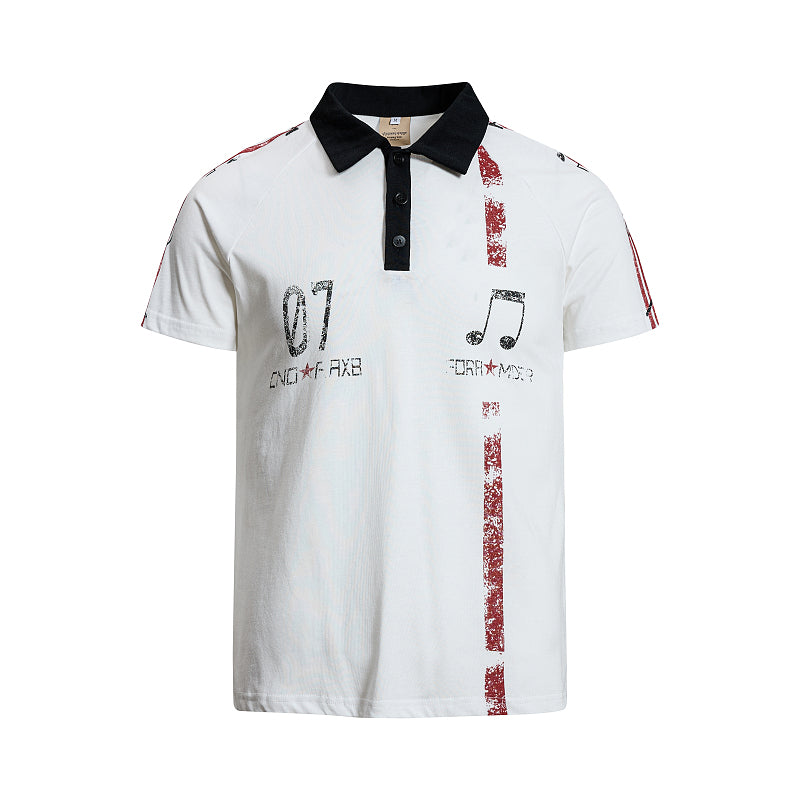 Yiaknis Men's Black and White Polo Shirt, Red Stripe – photo 8
