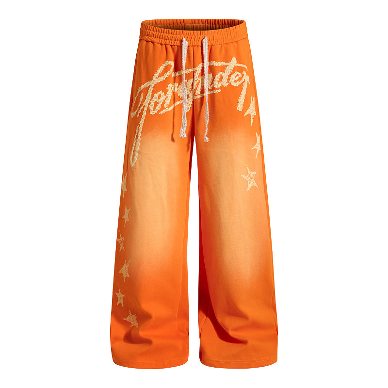 Yiaknis Wide-Leg Trousers, Script Letter, Black and Orange – photo 8
