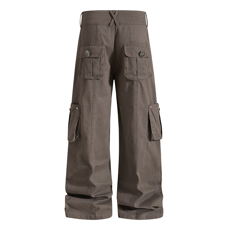 Yiaknis Grey and Brown Wide-Leg Cargo Trousers – photo 8