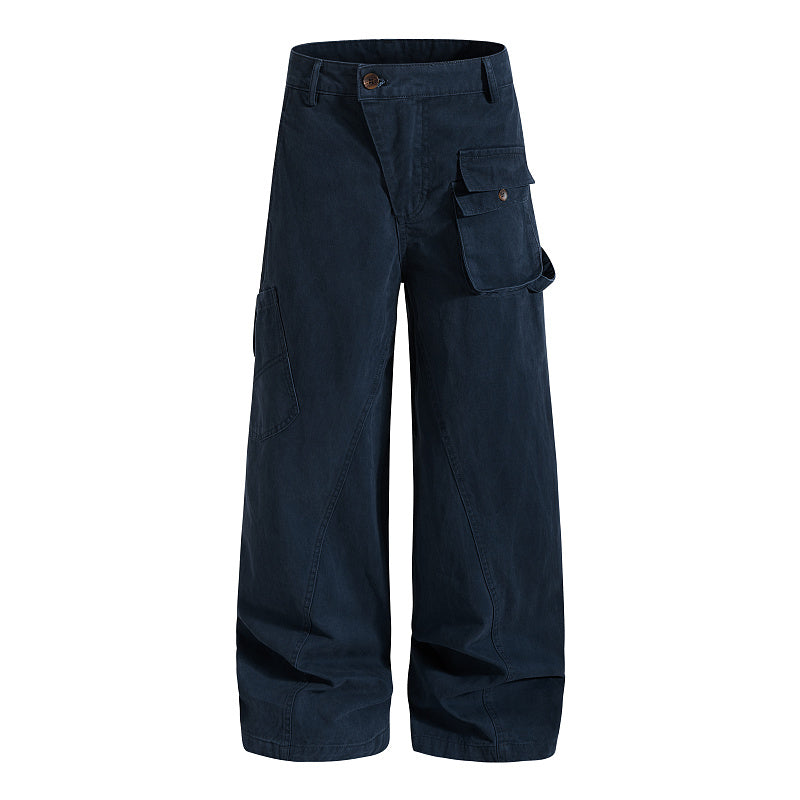 Yiaknis Wide-Leg Cargo Trousers, Thigh Pocket, Dark Green and Navy – photo 8