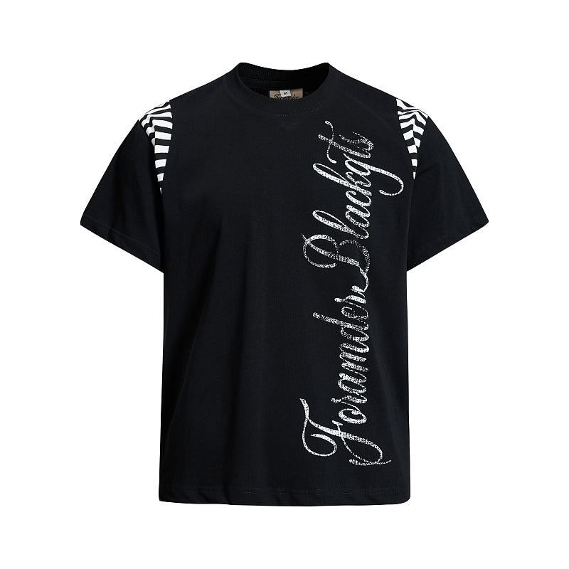 Yiaknis T-Shirt, Rhinestone Script Print, White and Black – photo 8