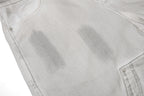 Yiaknis Wide-Leg Cropped Denim Trousers, Front Patch Pockets, White – photo 8