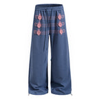Yiaknis Wide-Leg Sweatpants with Button and Line Print, Pink and Blue – photo 8