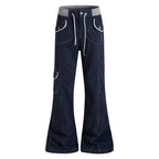 Yiaknis Flared Trousers, Drawstring Waist, Beige and Navy – photo 8
