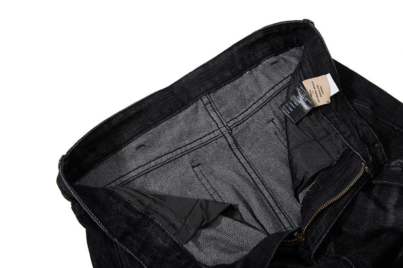 Yiaknis Black Washed Flared Jeans with Buckle Straps