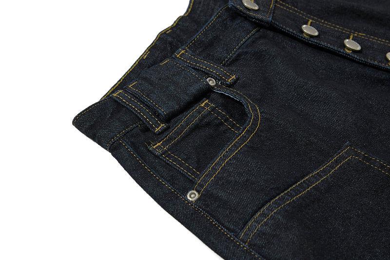 Yiaknis Wide-Leg Cropped Denim Trousers, Button Fly, Black – photo 8