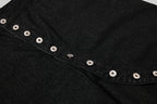 Yiaknis Wide-Leg Cropped Denim Trousers, Button Placket, Black – photo 8