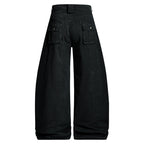 Yiaknis Wide-Leg Cargo Trousers, Snap Pockets, Dark Green and Black – photo 8