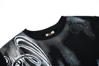 Yiaknis T-Shirt with Large Diagonal Calligraphy Print, White and Black – photo 8