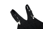 Yiaknis Wide-Leg Denim Overalls, Bib and Cargo Pockets, Dark Blue and Black – photo 8