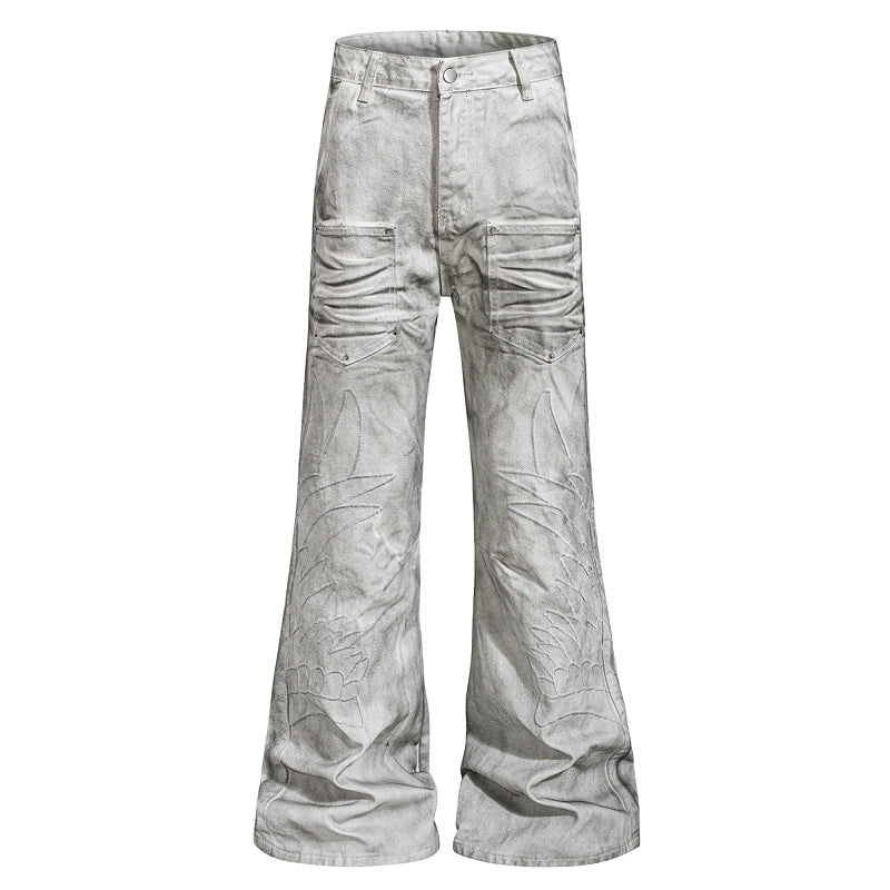 Yiaknis Flared Trousers with Washed Finish, Black and Light Grey – photo 8