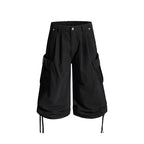 Yiaknis Cropped Cargo Trousers, Drawstring Hems, Blue and Black – photo 8