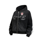 Yiaknis Zip-Up Hoodie and Sweatpants Set, Script Print, Blue and Black – photo 8