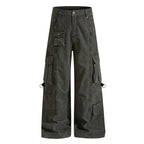 Yiaknis Wide-Leg Cargo Trousers, D-Ring Pockets, Black and Dark Green – photo 8