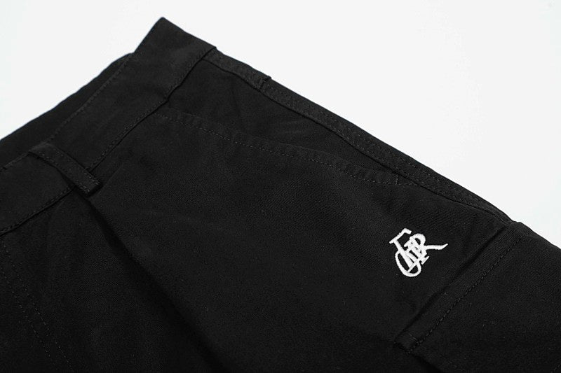 Yiaknis Black Wide-Leg Cargo Capri Pants with Side Pockets