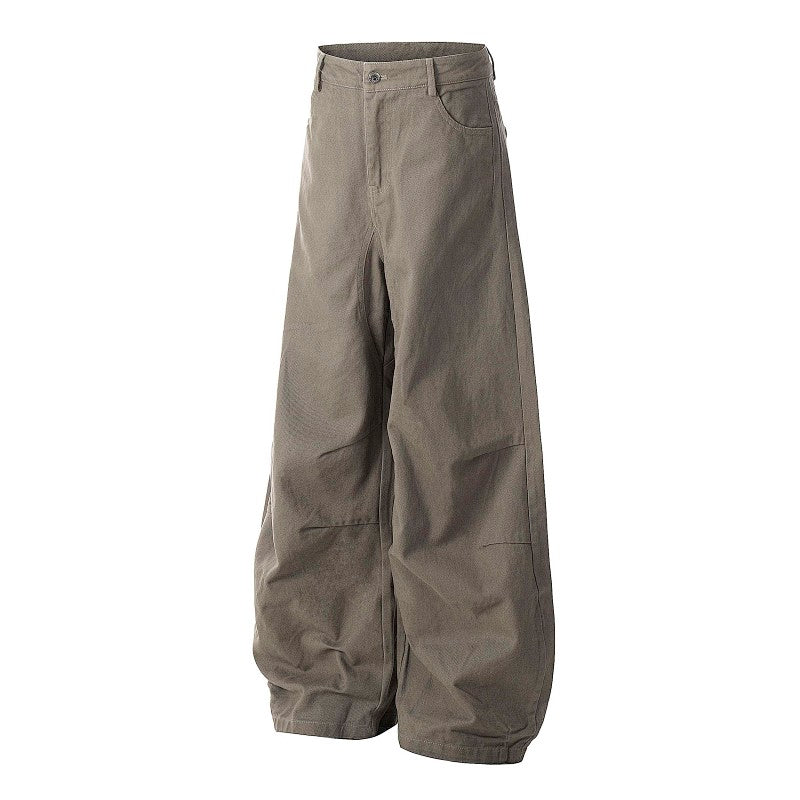 Yiaknis Wide-Leg Trousers with Button Fly and Side Pockets, Khaki and Black – photo 8