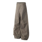 Yiaknis Wide-Leg Trousers with Button Fly and Side Pockets, Khaki and Black – photo 8