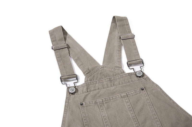 Yiaknis Curved-Leg Overalls with Button Sides - Beige, Army Green