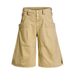 Yiaknis Wide-Leg Cropped Cargo Trousers, Button Fly, Green and Khaki – photo 8