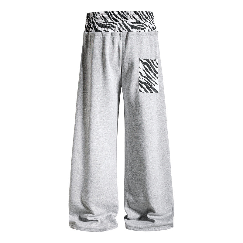 Yiaknis Wide-Leg Sweatpants, Star Print, Black and Light Grey