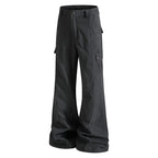 Yiaknis Khaki and Dark Grey Wide-Leg Cargo Trousers with Back Flap Pockets – photo 9