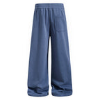 Yiaknis Wide-Leg Sweatpants with Button and Line Print, Pink and Blue – photo 9