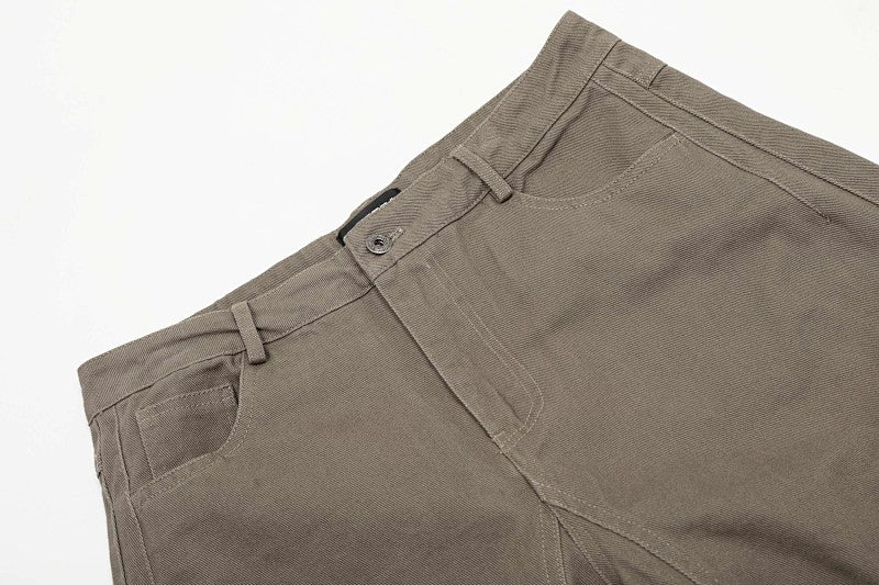 Yiaknis Wide-Leg Trousers with Button Fly and Side Pockets, Khaki and Black – photo 9