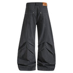 Yiaknis Wide-Leg Trousers with Diagonal Leg Seams, Navy and Dark Grey – photo 9