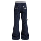 Yiaknis Flared Trousers, Drawstring Waist, Beige and Navy – photo 9