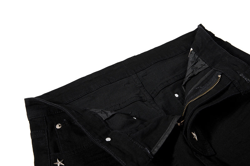 Yiaknis Flared Trousers with Star Studs on Fly Placket, Black – photo 9