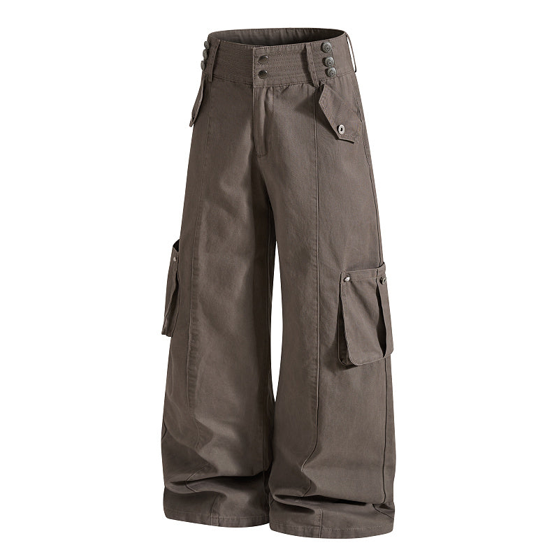Yiaknis Grey and Brown Wide-Leg Cargo Trousers – photo 9