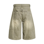 Yiaknis Wide-Leg Cropped Denim Trousers, Button Fly, Blue and Khaki – photo 9