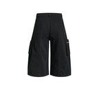 Yiaknis Wide-Leg Cropped Cargo Trousers, Lace-Up Legs, Off White and Black – photo 9