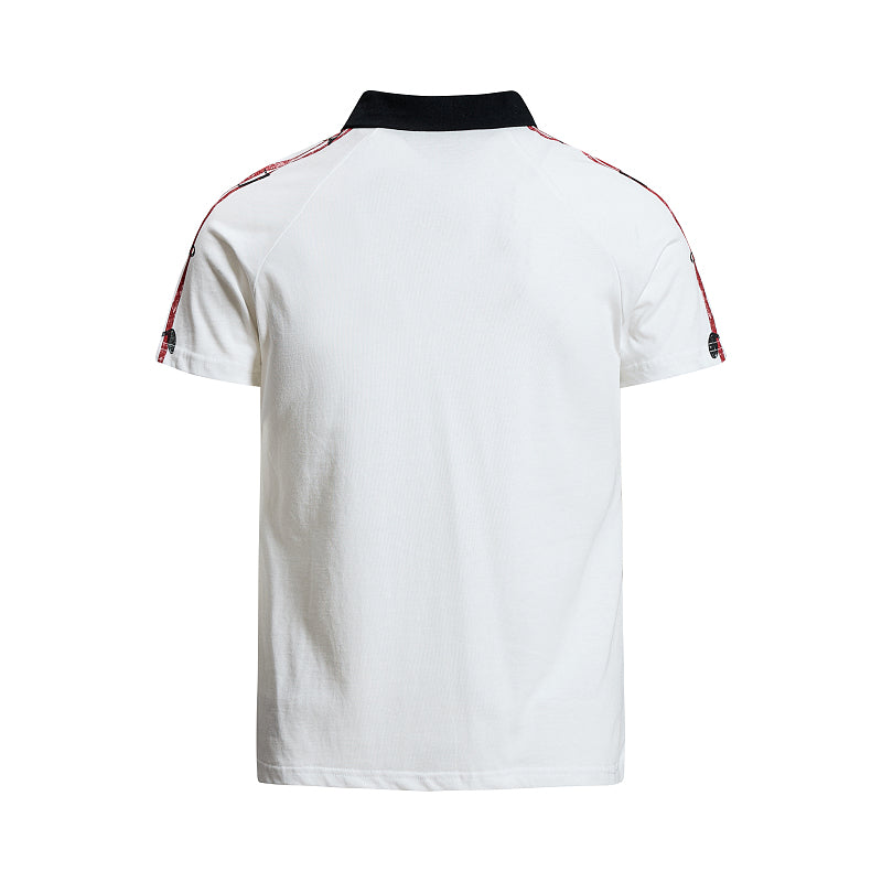 Yiaknis Men's Black and White Polo Shirt, Red Stripe – photo 9