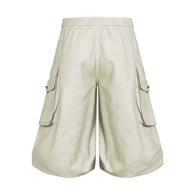 Yiaknis Wide-Leg Cropped Cargo Trousers, Zip Waistband, Black and Off White – photo 9