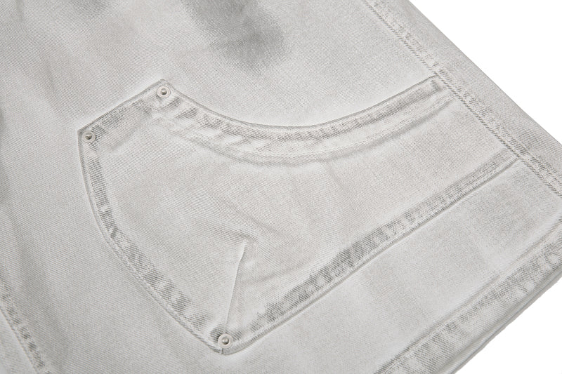 Yiaknis Wide-Leg Cropped Denim Trousers, Front Patch Pockets, White – photo 9