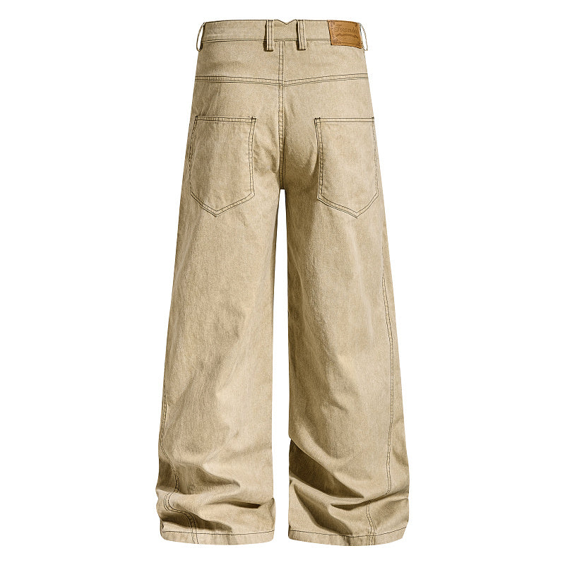Yiaknis Wide-Leg Trousers with Rope Front Lacing, Black and Beige – photo 9