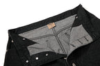 Yiaknis Wide-Leg Cropped Denim Trousers, Button Placket, Black – photo 9