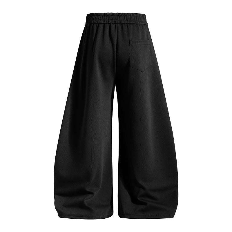 Yiaknis Wide-Leg Sweatpants, Red Side Stripes, Light Grey and Black