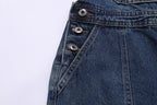 Yiaknis Wide-Leg Washed Denim Overalls, Front and Back Pockets, Blue – photo 9