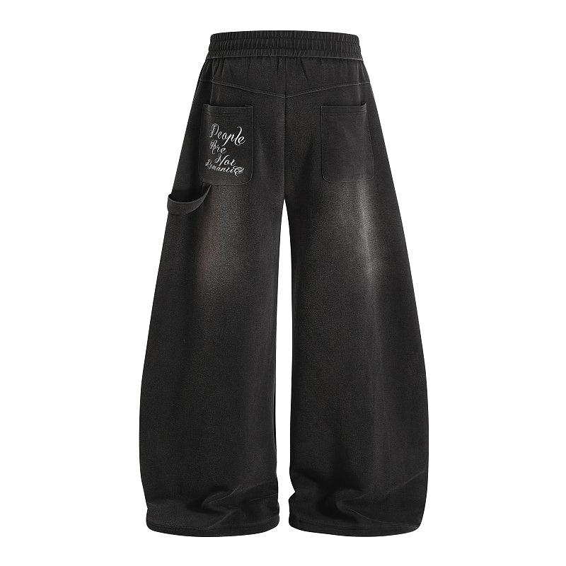 Yiaknis Wide-Leg Sweatpants, Letter Print, Light Purple and Black
