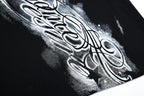 Yiaknis T-Shirt with Large Diagonal Calligraphy Print, White and Black – photo 9