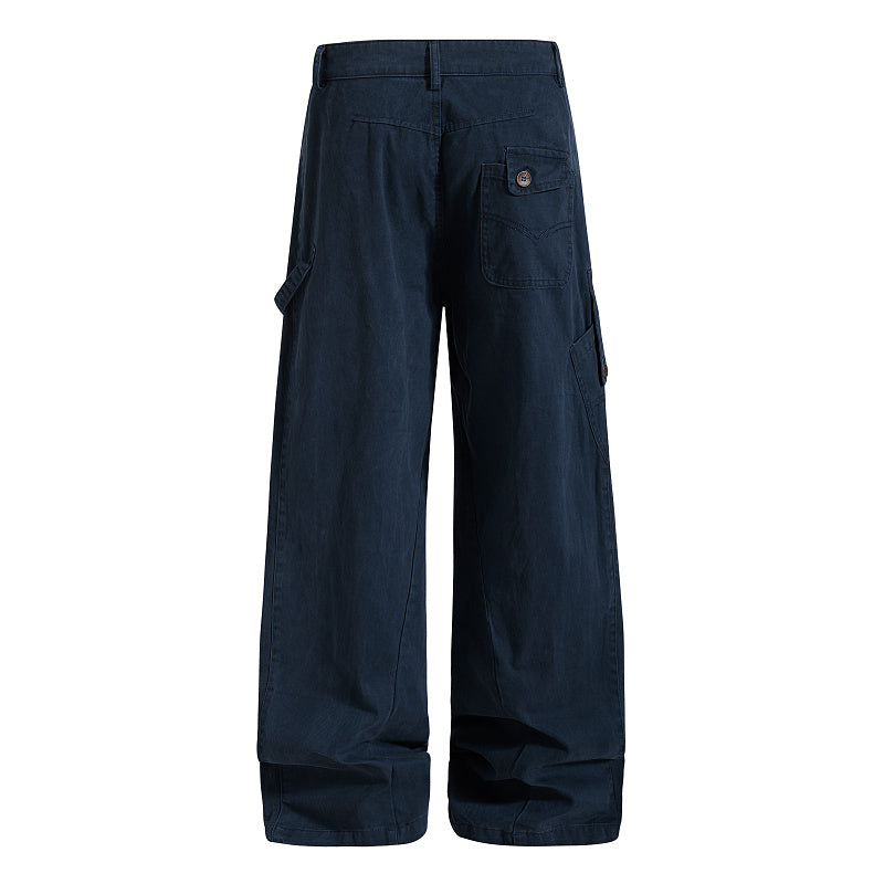 Yiaknis Wide-Leg Cargo Trousers, Thigh Pocket, Dark Green and Navy – photo 9