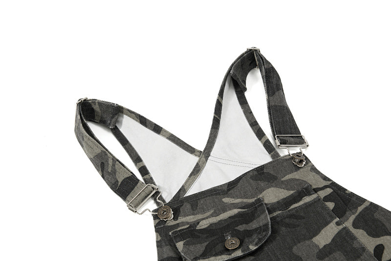 Yiaknis Camouflage Wide-Leg Overalls with Cargo Pockets