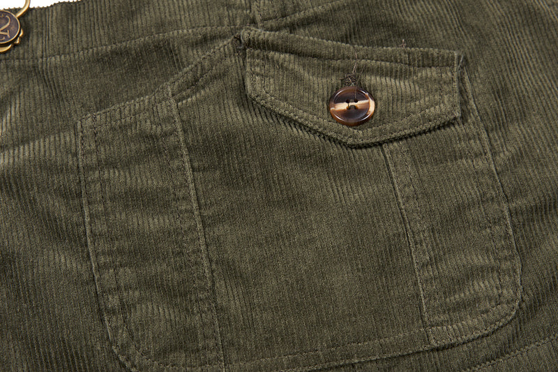 Yiaknis Corduroy Overalls with Adjustable Straps - Army Green, Black