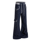 Yiaknis Flared Trousers, Drawstring Waist, Beige and Navy – photo 10