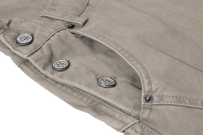 Yiaknis Curved-Leg Overalls with Button Sides - Beige, Army Green
