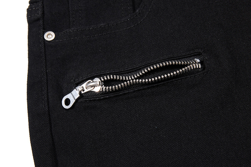 Yiaknis Black Flared Jeans with Long Leg Zips
